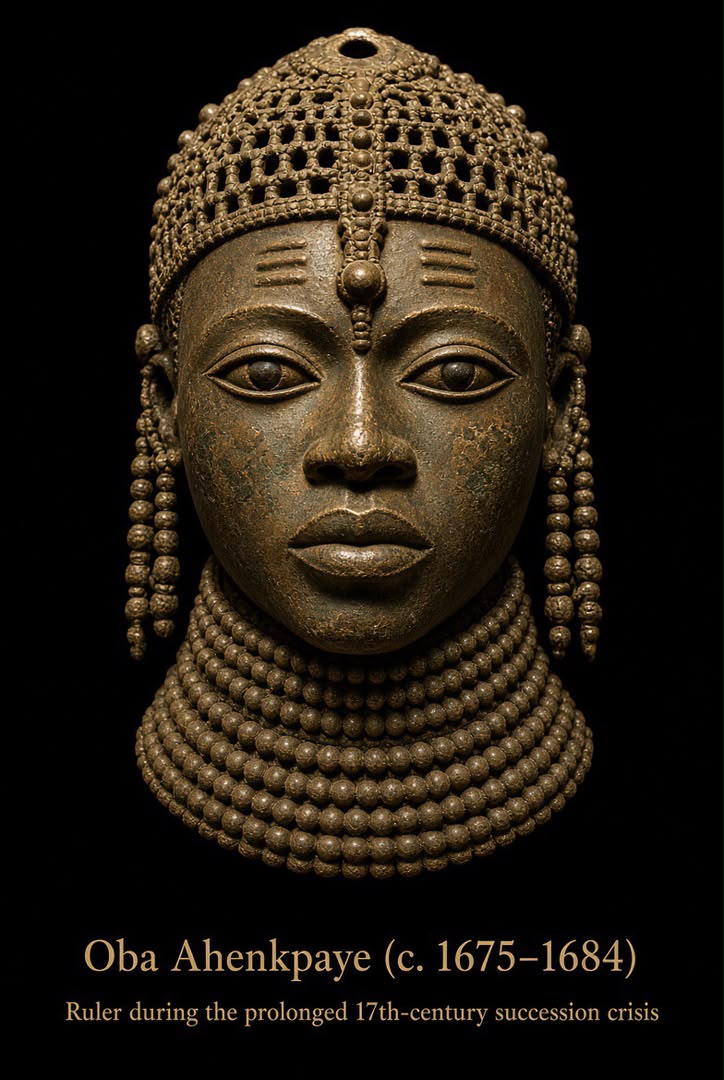 Bronze-style portrait head of Ọba Ahenkpaye