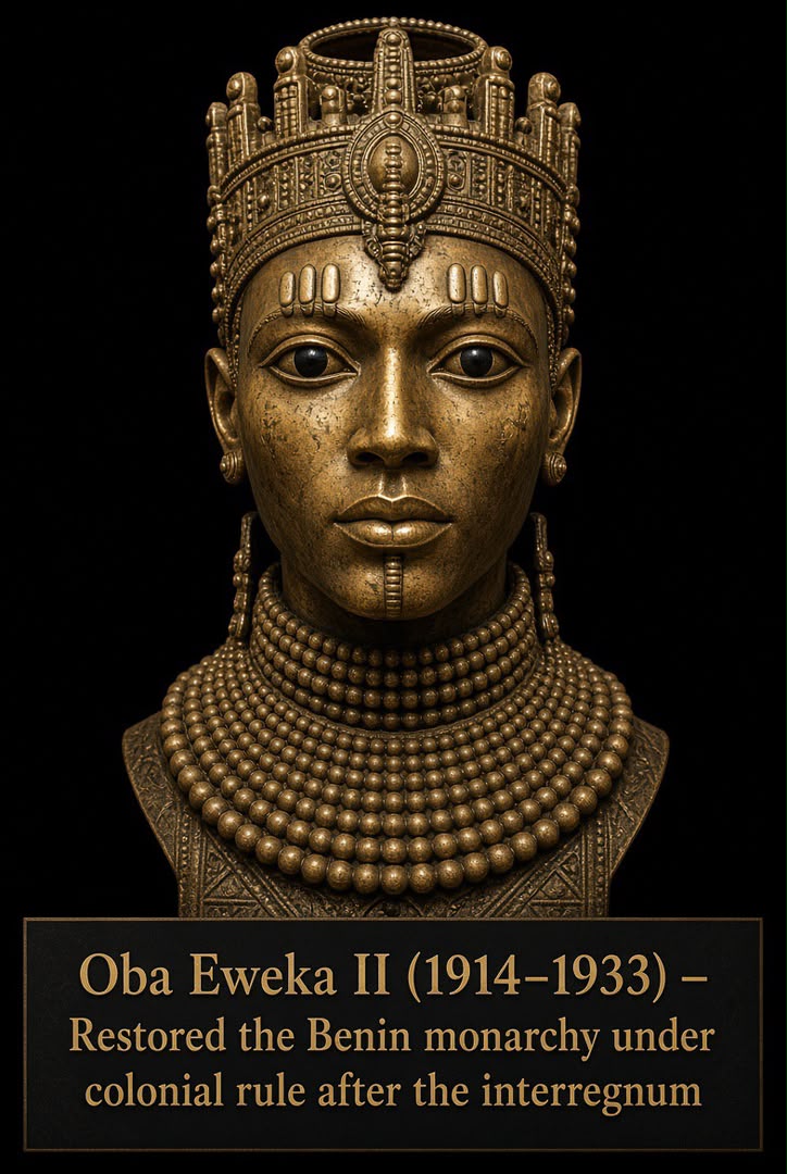 Bronze-style portrait head of Ọba Eweka II