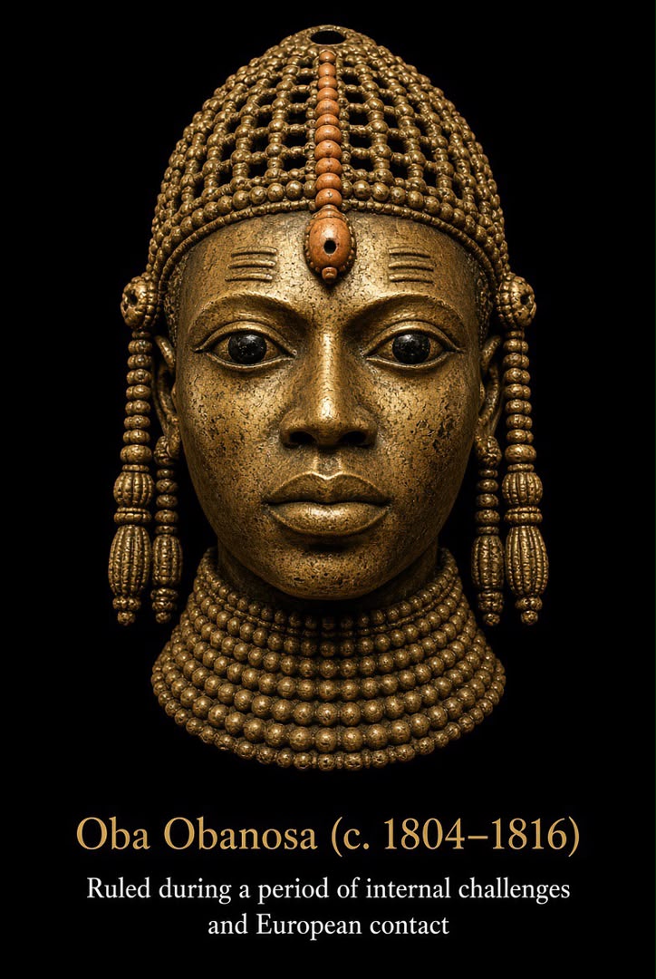 Bronze-style portrait head of Ọba Obanosa